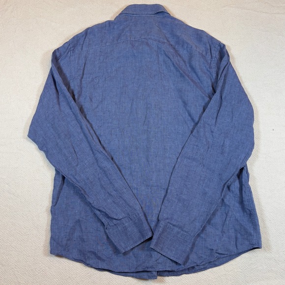 UNTUCKit Mens Linen Shirt Blue‎ Long Sleeve Button Down Wrinkle Resistant Large - Picture 3 of 7